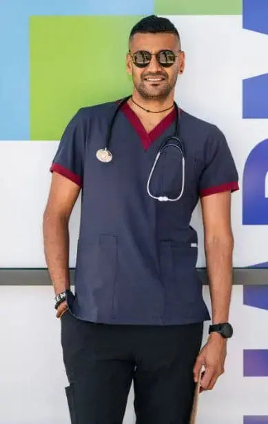 Softies Stanmore Unisex Contrast Trim Scrub Top STANT01 Simply Scrubs Australia